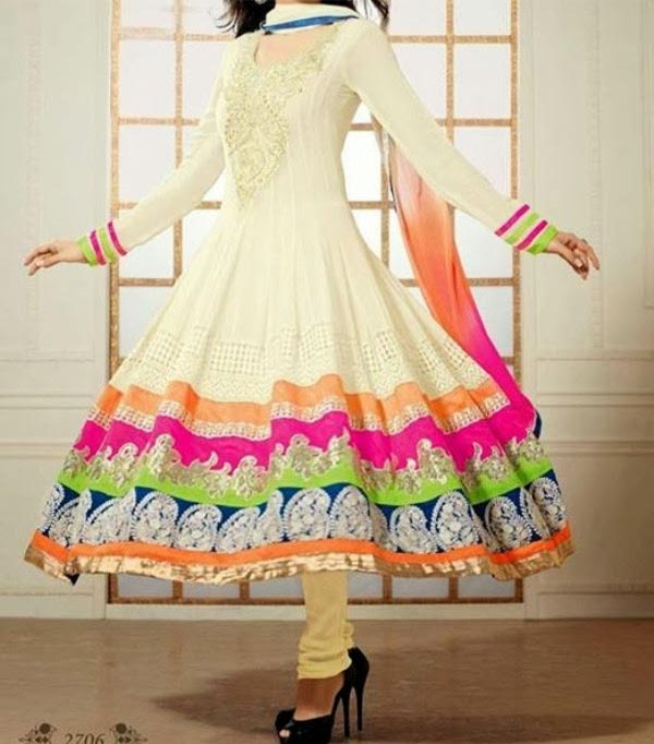 Latest Stylish Anarkali Frocks With Churidar 2014 2015 Fashion 0952