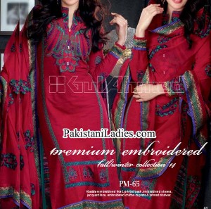 Gul Ahmed Fashion Winter Dresses Collection 2014 2015 volume 1 for Women Girls Long Shalwar Kameez