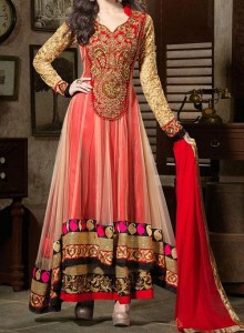 Net Stylish Indian Models Anarkali Frock Suits 2015 Designs for Party and Wedding