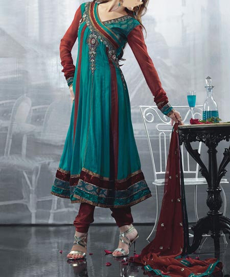 Latest Stylish Angrakha Anarkali Frocks And Neck For Suit 2015 1337