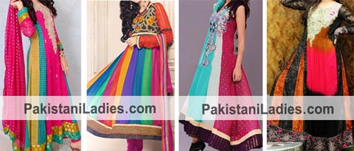 India Fancy Multicolor Panel Frocks Colourful Wedding Dresses 2015 Wedding, Engagement, Party