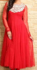Meena-Bazaar Red Colors Frocks Suits Dress 2015 Anarkali Umbrella