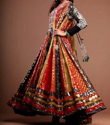 Multicolor anarkali Kalidar Suits, Kaliyon Kali Wali Frocks Designs 2015 Pakistan India