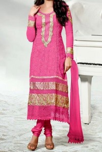 Pink Salwar Kameez Choori Pajama Designs 2015 Fashion Trends in Indian Suit Neck Gala