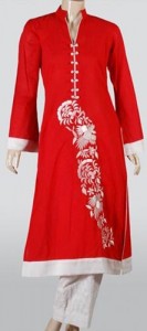 Red Punjabi Salwar Kameez Suits Neck Designs 2015 Dresses