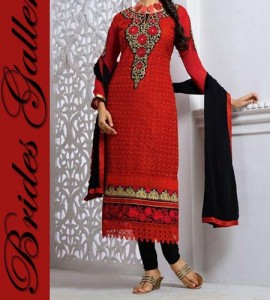 Red Punjabi Salwar Kameez Suits Neck Designs 2015 Dresses Brides-Galleria