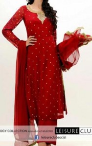 Red Punjabi Salwar Kameez Suits Neck Designs 2015 Dresses Indian