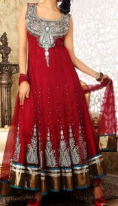 Stylish Fancy Red Colors Frocks Suits Dress 2015 Anarkali Umbrella