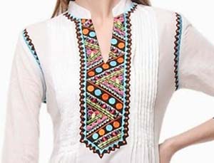 Lace Patterned Collar Neck Designs 2016