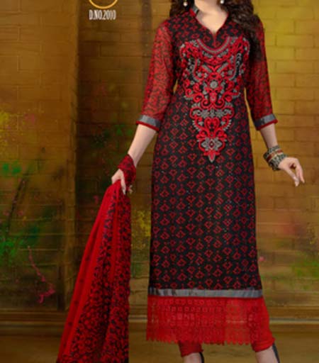 Latest New Salwar Kameez Kurti Suit Designs 2016 Indian Pakistani Red Black