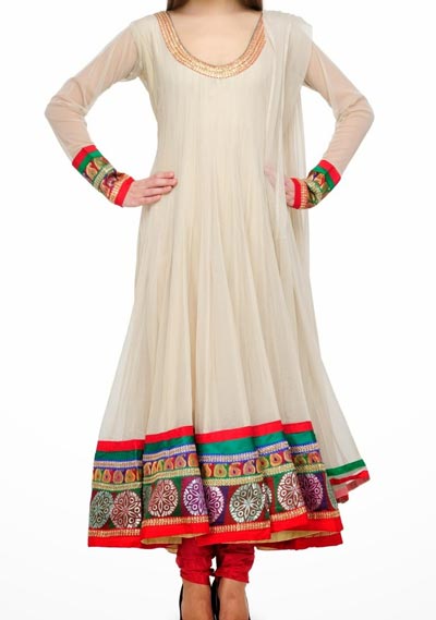 Anarkali Frocks Suit 2016 2017 Designs Fashion in India Pakistan Off White