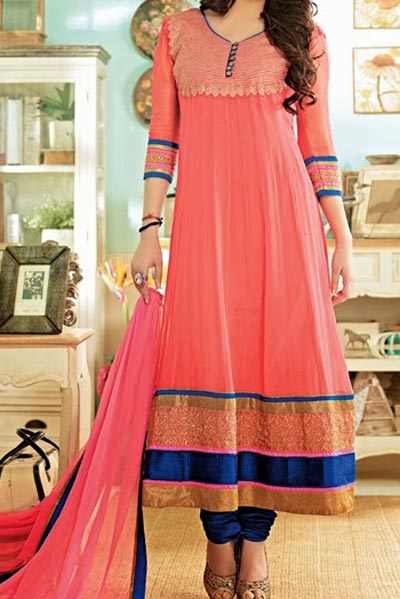 Anarkali Frocks Suit 2016 2017 Designs Fashion in India Pakistan Pink Blue