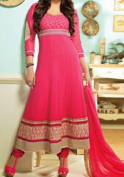 Anarkali Frocks Suit 2016 2017 Designs Fashion in India Pakistan Pink