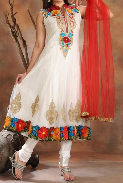 Anarkali Frocks Suit 2016 2017 Designs Fashion in India Pakistan White