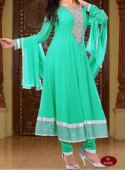 Green-Anarkali Frocks Suit 2016 2017 Designs Fashion in India Pakistan