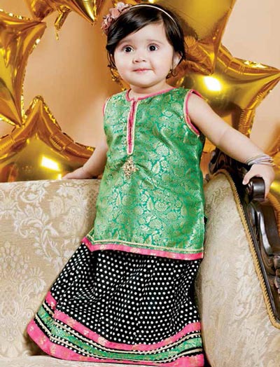 Little Girls Baby Girls Party Wedding Dress Suit Pakistani Indian 2016 2017 Green 1