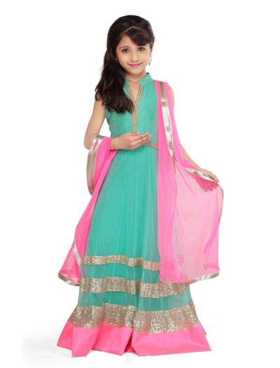 Little-Girls-Baby-Girls-Party-Wedding-Dress-Suit-Pakistani-Indian-2016-2017-Green