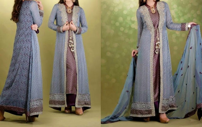 Fashion Front Open Double Shirt Style Frock Gown Shirt Designs 2016 2017