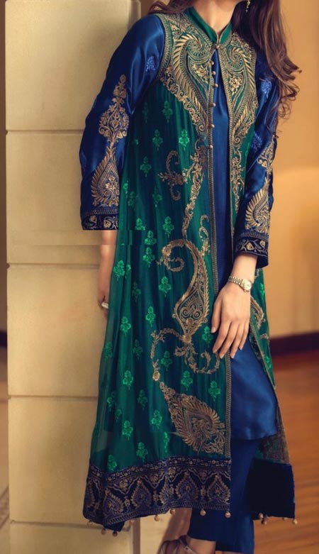 Fashion Front Open Double Shirt Style Frock Tail Gown Shirt Designs 2016 2017