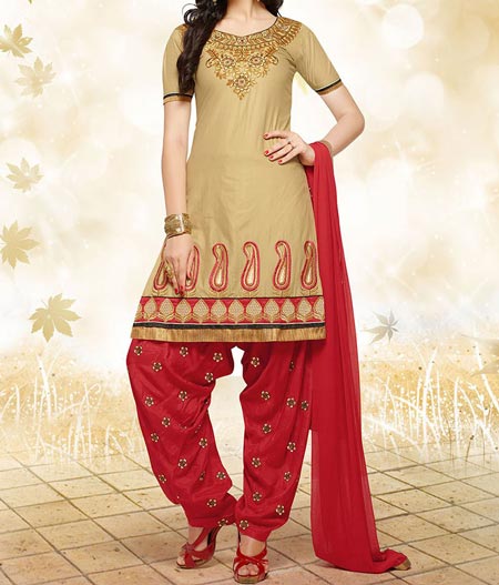 Fancy Red New Fashion Punjabi Salwar Kameez Patiala Suits Designs 2016 2017 India