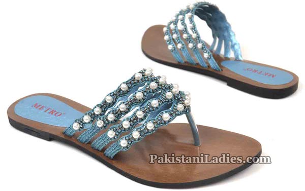 Metro Shoes Flat Chappals Slippers Designs 2016 2017 Prices Embellished-Strap-Flats-1795