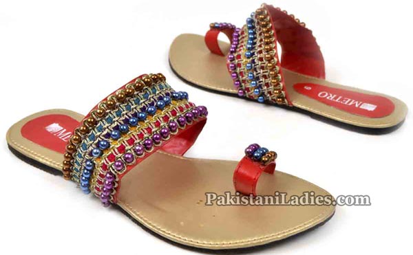 Metro Shoes Flat Chappals Slippers Designs 2016 2017 Prices Multi-color-Kola-Puri-PKR-795