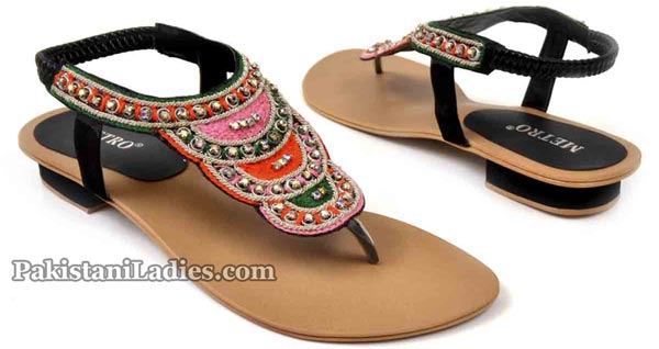 Multicolor-Sandal-PKR-2295Metro-Shoes-Summer-and-Eid-Collection-2016-2017-with-Prices