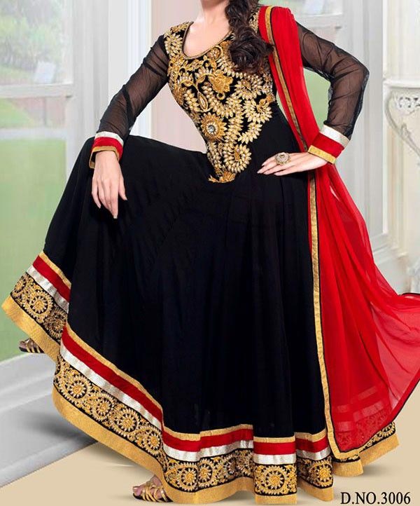 Latest Gowns Floor Length Anarkali Frocks Suits Indian Actress Dress 2017 2018 Black