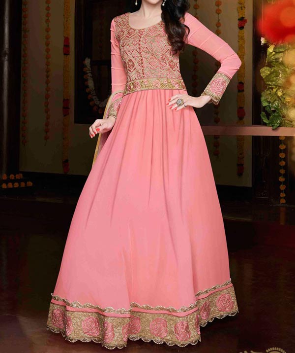 karishma-kapoor-pink-Latest Gowns Floor Length Anarkali Frocks Suits Indian Actress Dress 2017 2018