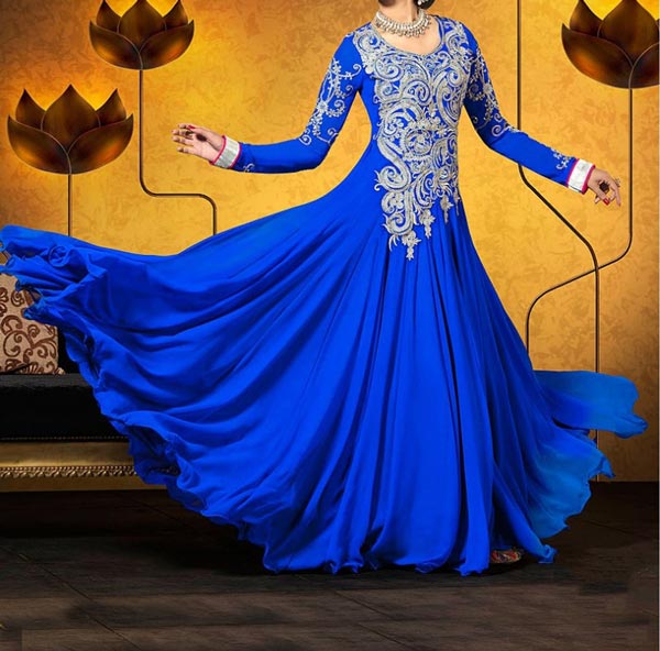 wedding-blue-designer-Latest Gowns Floor Length Anarkali Frocks Suits Indian Actress Dress 2017 2018