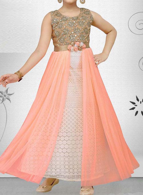 Latest Party Wedding Long frocks designs Collection 2017 2018 kids Teenagers Orange