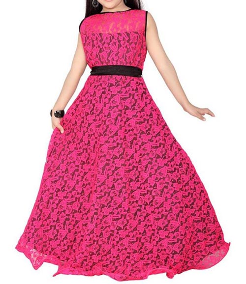 Latest Party Wedding Long frocks designs Collection 2017 2018 kids Teenagers Pink 2