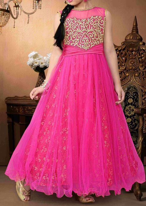 Latest Party Wedding Long frocks designs Collection 2017 2018 kids Teenagers Pink