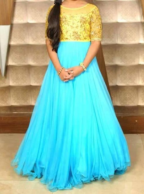 Sky Blue Colour Long Frock Flash Sales ...